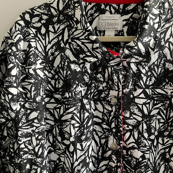 Christopher & Banks Womens Size 3XL Full Snap Front Shacket Floral. - Picture 2 of 14